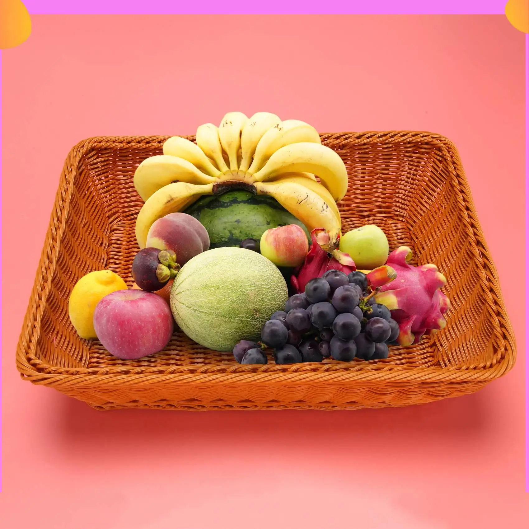 

A23P 2 Pcs Hand-Woven Rattan Woven Bread Basket,Wicker Food Serving Basket For Fruit,Vegetables,Home Kitchen,Restaurant,Etc