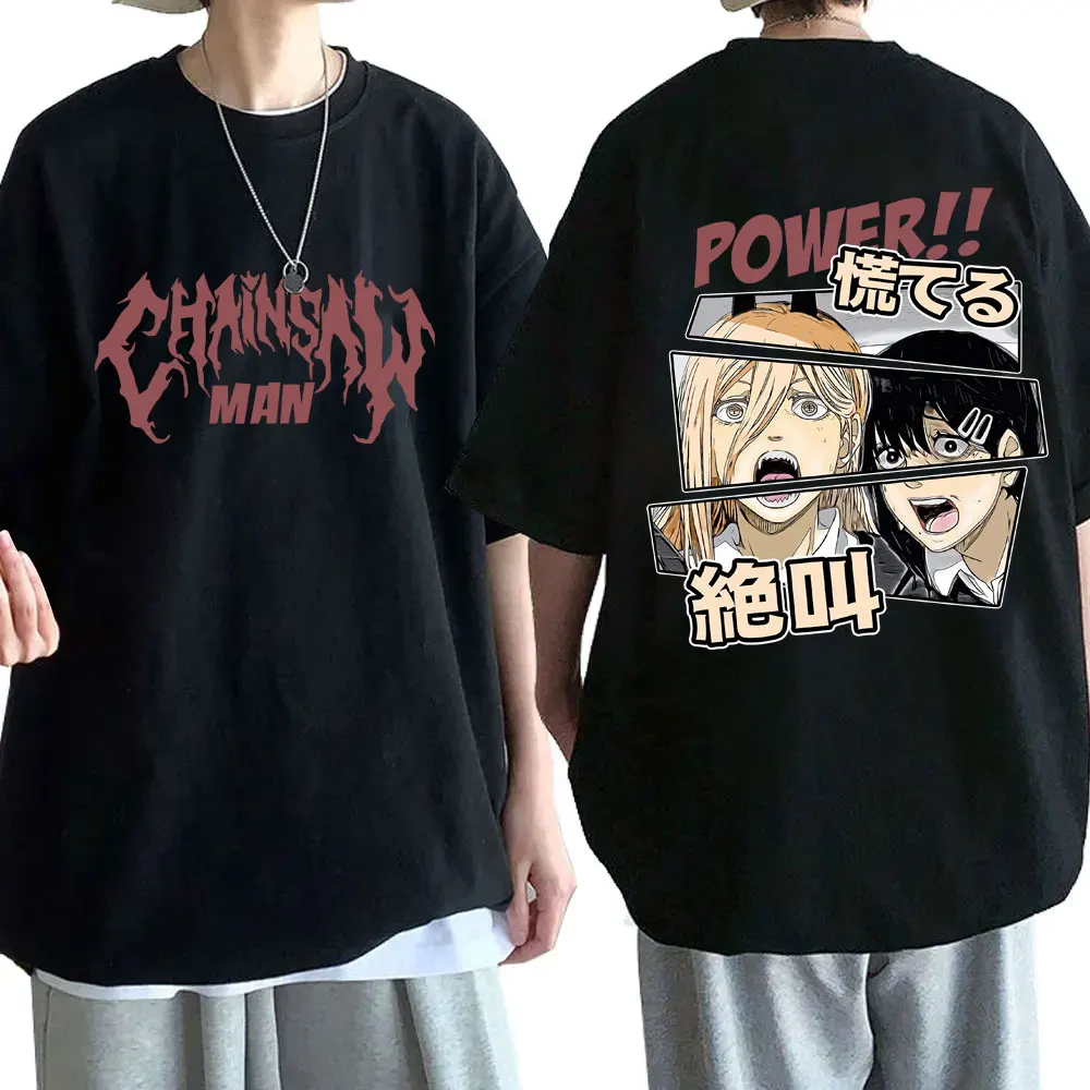 

Anime Chainsaw Man Power and Higashiyama Kobeni Graphic T-shirt Men Women Fashion Casual Oversized Tshirt Male Vintage T Shirts