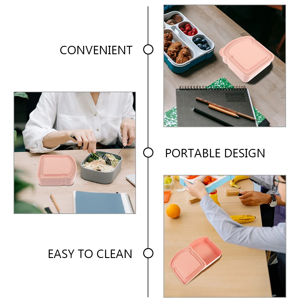 

2 Pcs Portable Lunch Box Sandwich Leak Plastic Container Food Containers Reusable Bread