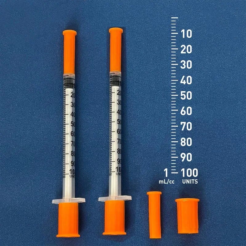 100pcs 0.5/1ml Disposable Syringes with 31Ga 8mm Stainless Needles Pet Feeding Lab Measuring Tool Individually Sealed Packaging