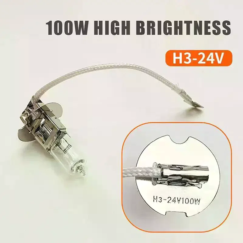 H3 Car Truck Halogen Headlight Bulb With 12V 24V Compatibility Tungsten Wire Perfect For Auto Headlight Replacement