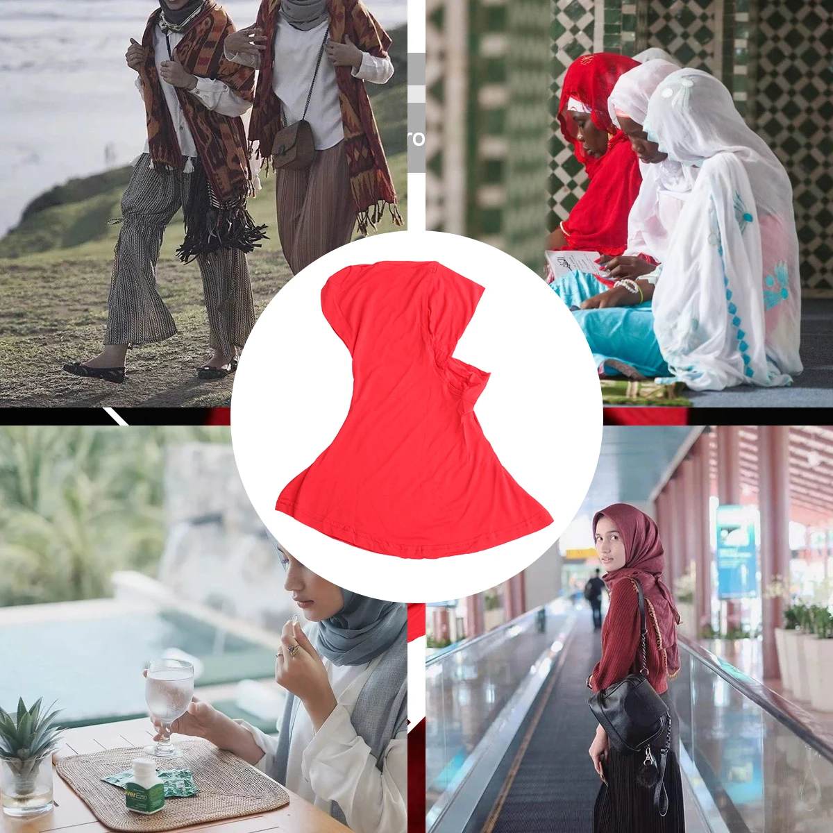 

Muslim Hijab Cap Arab Long Wrap Scarves Lightweight Breathable Modal Fabric Adjustable Women Headwear Running Hat