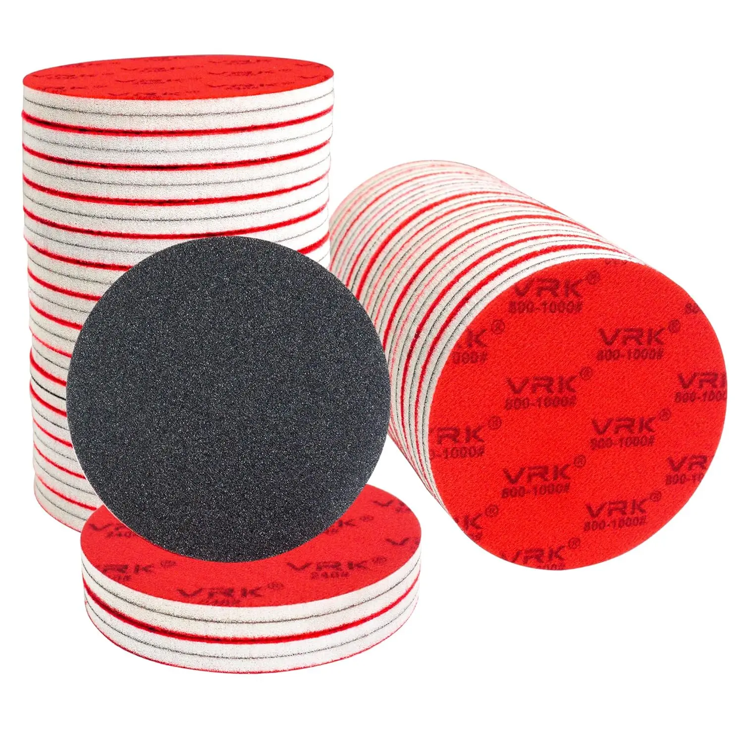 

24 PCS 5' Sanding Sponge Discs, 180-2000 Grit, Hook & Loop, for Wood, Metal, Auto & Plastic - Dry/Wet Use