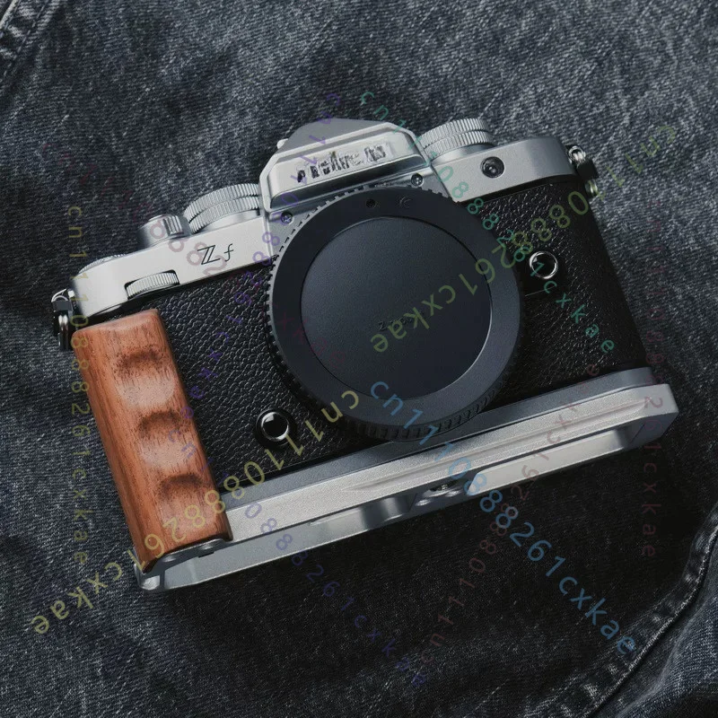 Natural Wood Hand Grip Aluminum Alloy Base Quick Release Plate For Nikon ZF Camera, Improve Grip Feeling