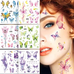 6 Sheets Glitter Butterfly Tattoo Stickers For Women Makeup Waterproof Temporary Tattoos Colorful Face Body Art Fake Tattoo