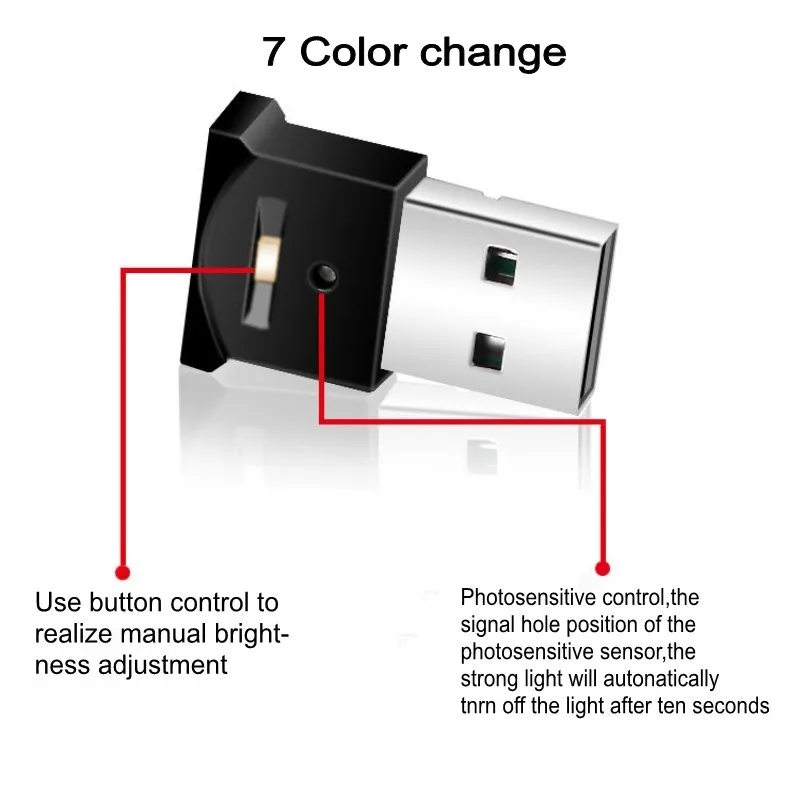 Pc Mini Usb Led Interior Atmosphere Emergency Color Decorative Accessories