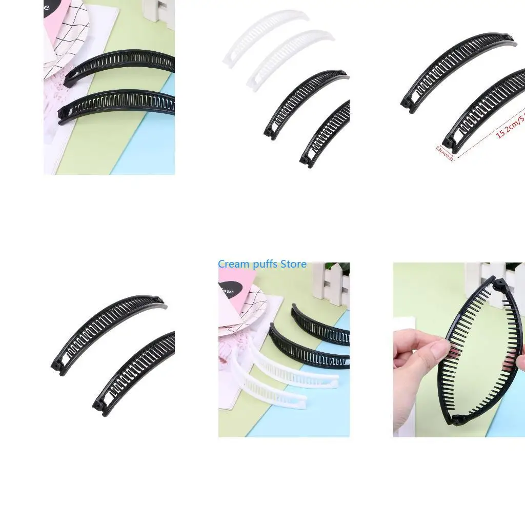 50LE 2 Pcs Women Headwear Banana Hair Clip For Girls Vintage Hairgrips Fashion