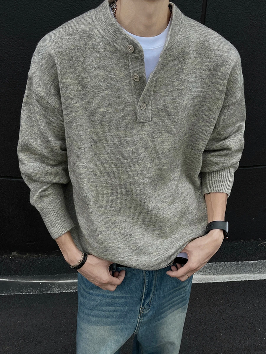 

Мужской вязаный свитер American Sle Cleanfit Henry Collar Long Sleeve, зимняя базовая одежда, модный повседневный свободный крой