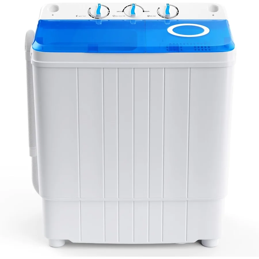 

Portable Washing Machine 17.6 lbs Capacity Twin Tub with 11 lbs Washer and 6.6 lbs Spinner Control Knobs Timer Function Drain P