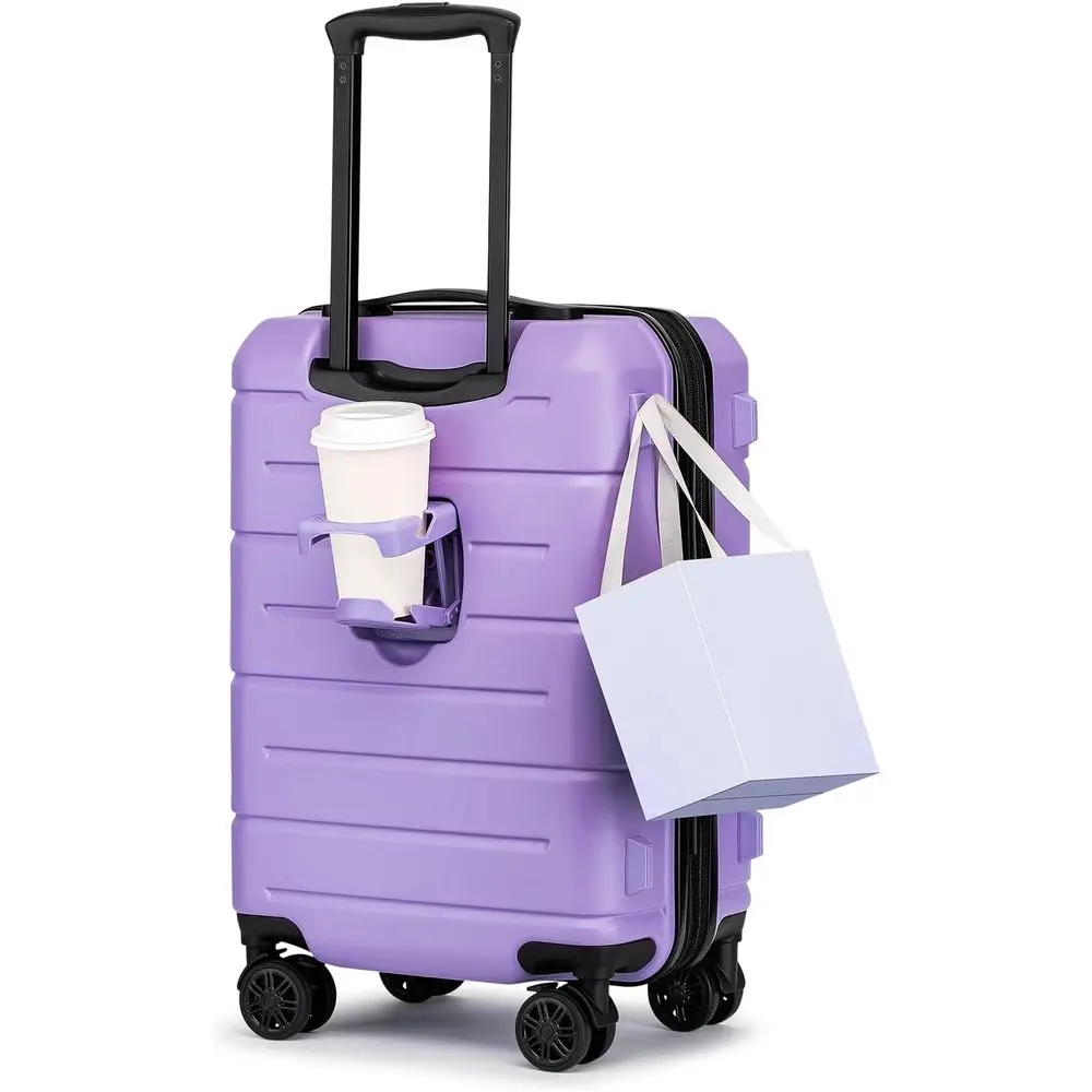 

Расширяемый 20-дюймовый жесткий чемодан для ручной клади, одобренный авиакомпаниями, с замком TSA и держателем для стакана, для женских путешествий