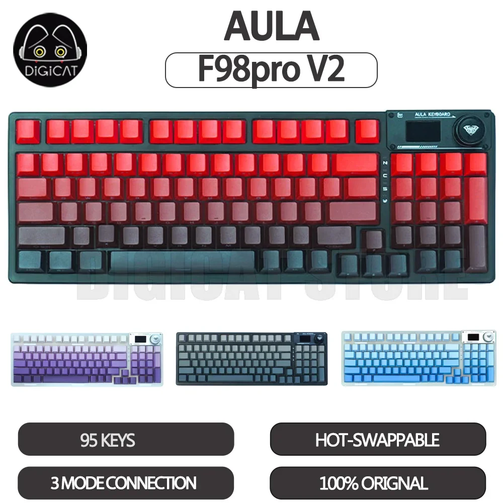 

Aula F98pro V2 Mechanical Keyboard 3Mode USB/2.4G/Bluetooth Wireless Keyboard Hot-Swap Keycaps PBT Customization Gaming Keyboard