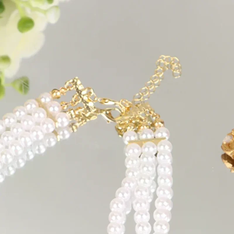 الفاخرة خمر ثلاثة طبقة تقليد اللؤلؤ طوق المختنق الكورية الأزياء قلادة للنساء حزب مجوهرات هدية