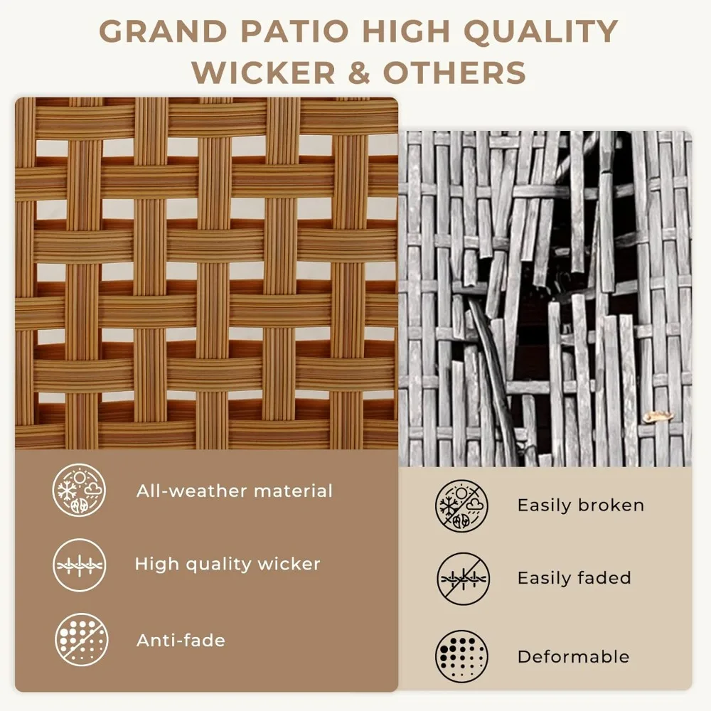 طقم طعام خارجي مكون من 5 قطع، طقم طاولة طعام فناء من الخيزران يتسع لـ 6 أشخاص مع وسادة مقعد، أثاث خارجي معدني حديث #5