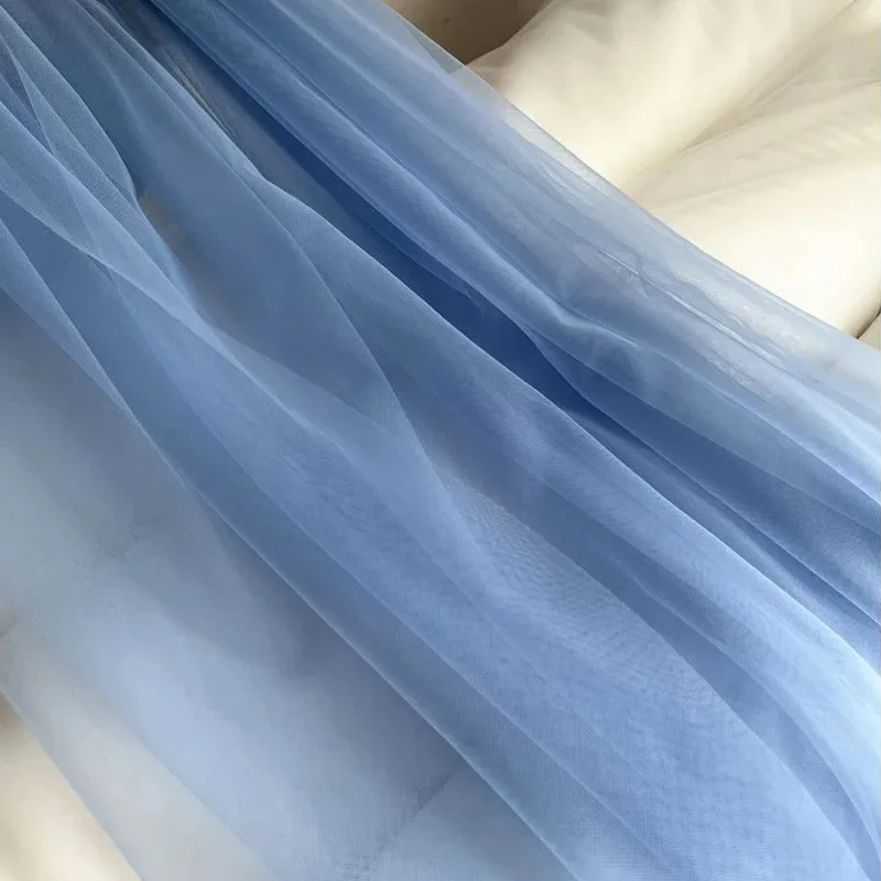 Blue Super Soft Tulle Fabric Backdrops Wedding Party Celebration Curtain Clothing Mesh Layout Chair Back Yarn Sewing Material