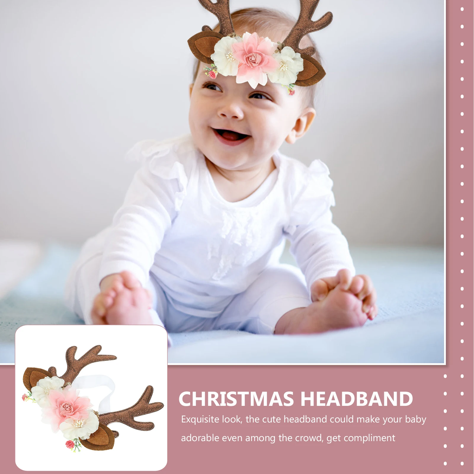 

Christmas Deer Horn Headb for Toddler Kids Flash Fabric Antler Elk Ears Light Weight Xmas Party Birthday Decorative Baby Girl