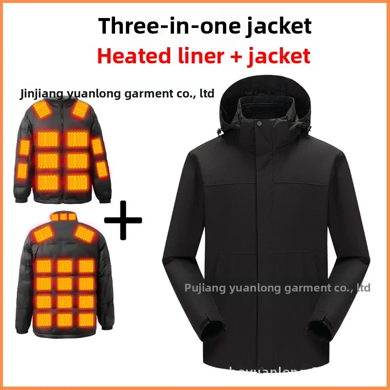 

Outdoor 3-in-1 Warm Heating Jacket - Winter Intelligent Coat with White Duck Down Liner Chinese