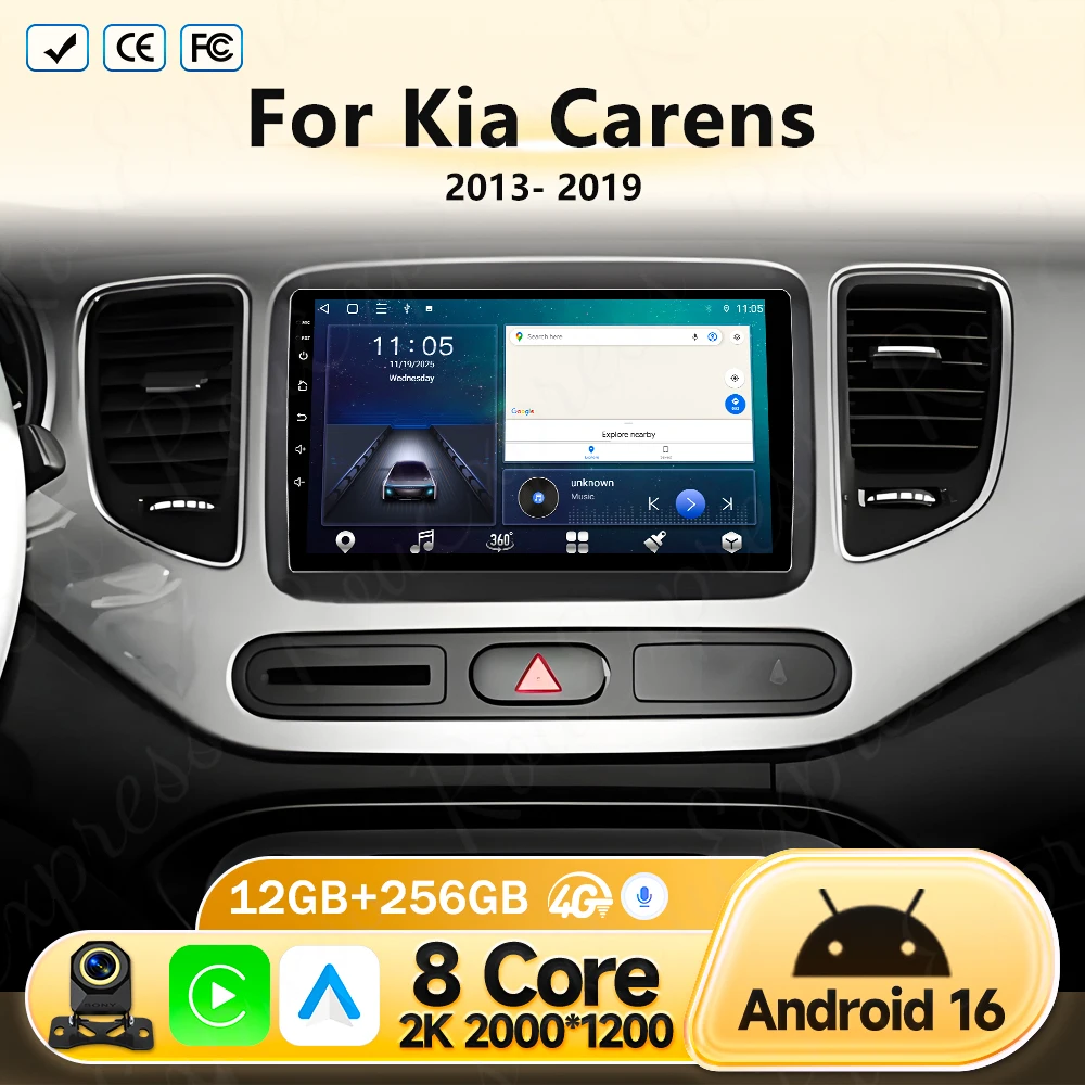 Android 16 WIFI 4G Auto Carplay GPS For Kia Carens 2013 2014 2015 2016 2017 - 2019 Car Radio Multimedia Player Navigation Stereo