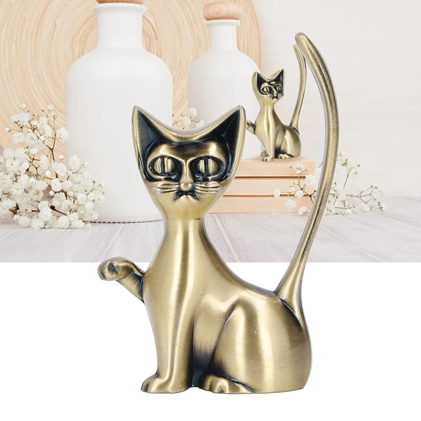 Cat God Ring Holder Cat God Design Zinc Alloy Sturdy Durable Retro Style Ring Organizer For Rings Jewelry