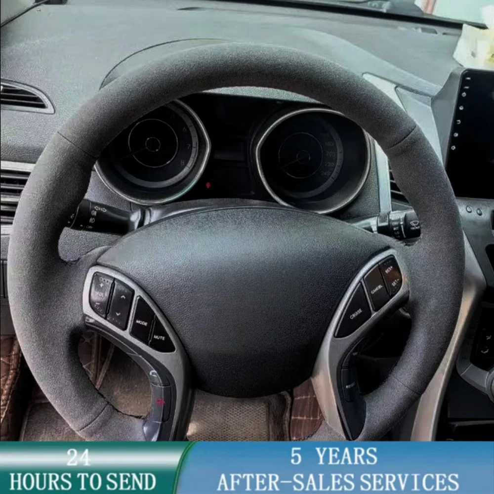 Customized Car Steering Wheel Braid Cover Hand Sewing Soft Suede Leather For Hyundai Elantra 2011-2016 Avante i30 2012-2016 ﻿