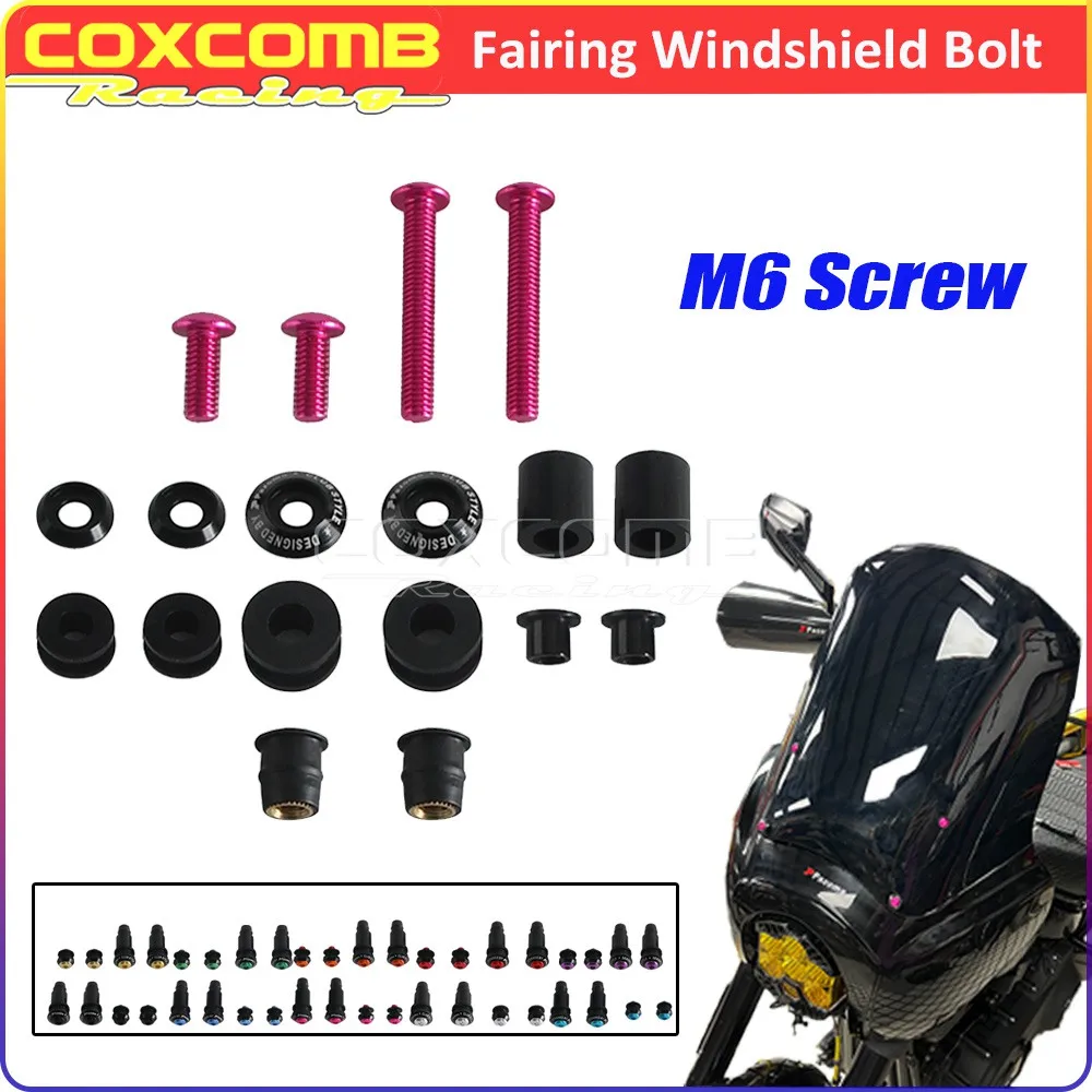 T-Sport Fairing Cowl Nut Motorcycle Windshield Wind Screen Screw Bolt For Harley Softail Low Rider S FXLRS Dyna Street Bob FXBBS