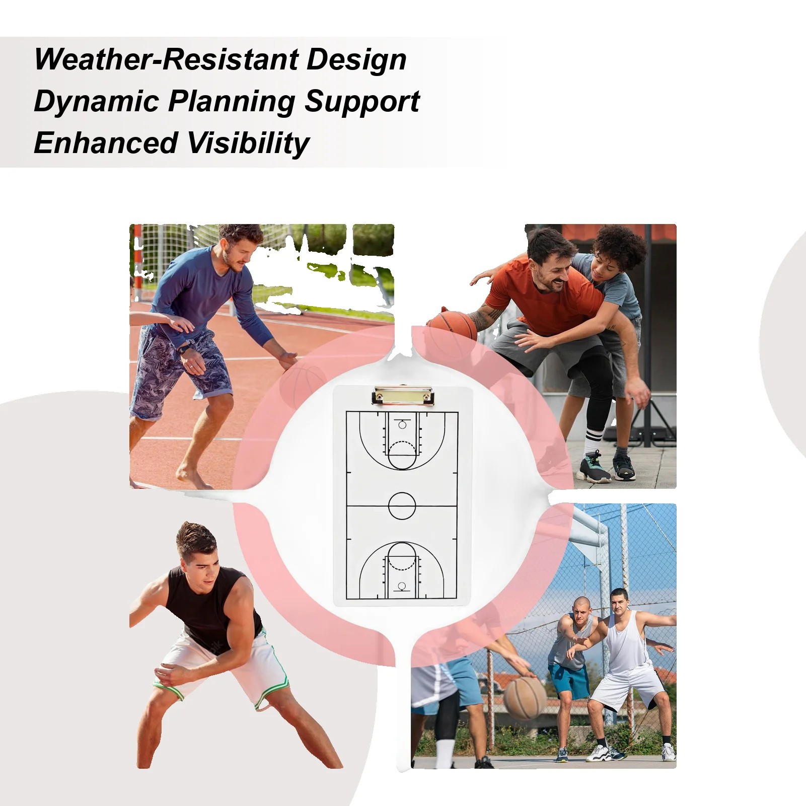 バスケットボール用ドライイレースコーチクリップボード PVCホワイトボード 両面バスケットボールコート用ドライイレースホワイトボード