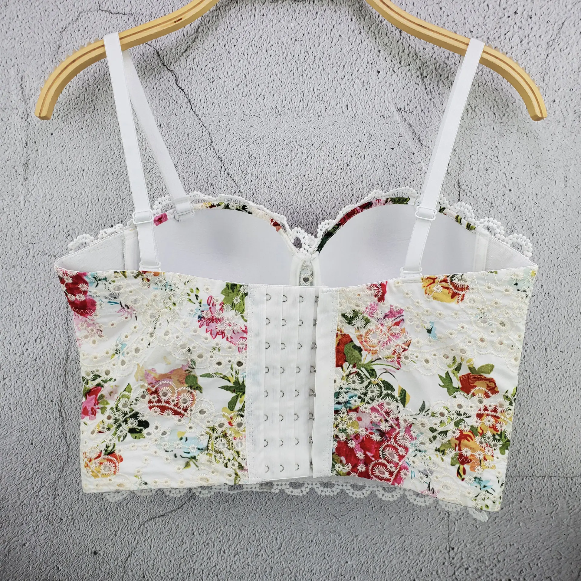 J735 دروبشيب حمالات الصدر الجميلة للفتيات النساء القطن تانك القمم الحلو الذاكرة القطن المطبوعة مع وسادة الصدر وحزام صديرية دائرية