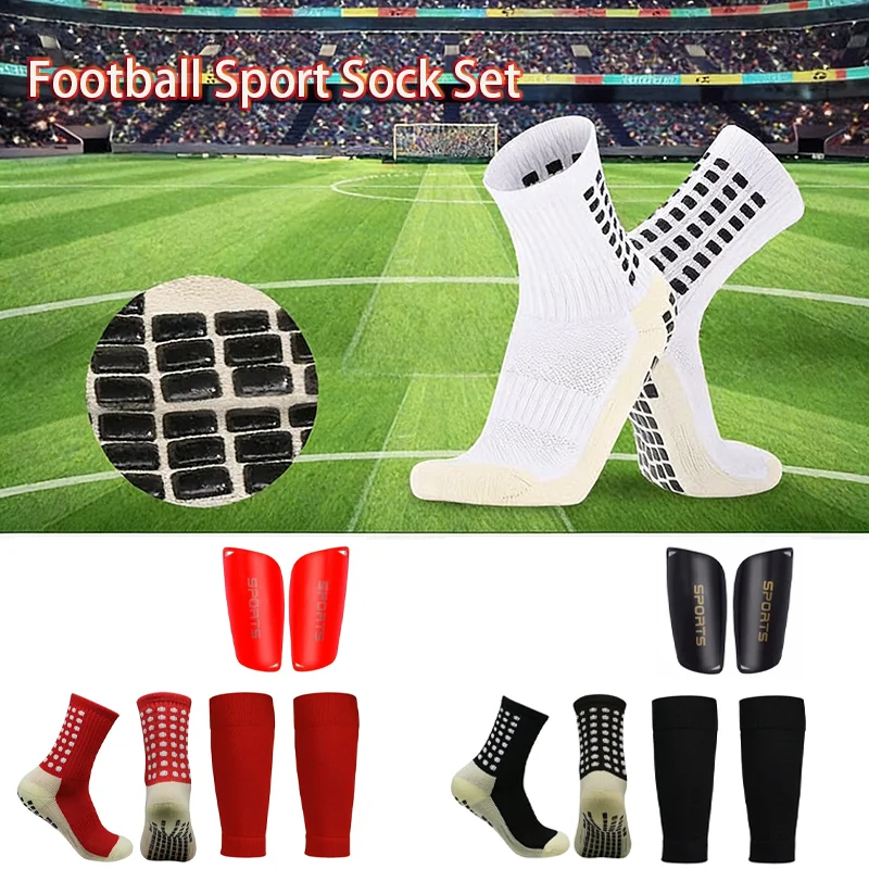 

3 Pcs/set Men's Football Socks Knee and Calf Sleeves Adult Anti Slip Leg Guards Basketball and Football Sports Accessories