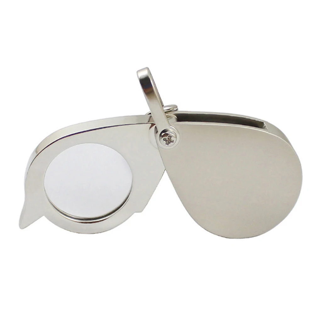 

8x 30mm Metal Handle Pocket Mirror Folding Keychain Optical Glass Magnifier for Reading Stamps Coins Jewelry Optic Magnifier