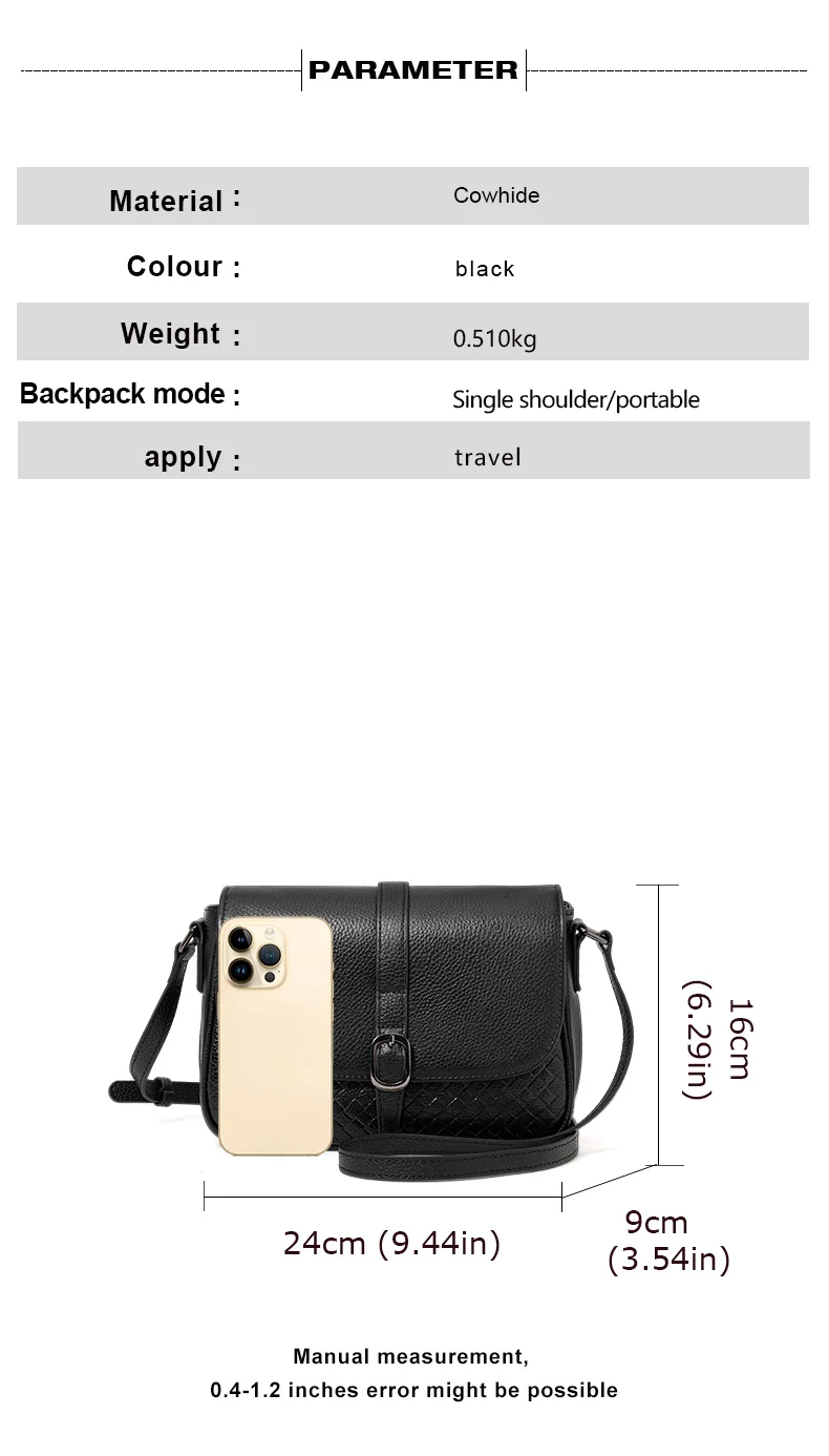 Aidrani Echtleder-Umhängetasche für Damen 2026 Neu Vielseitige Kleine Quadratische Tasche aus Rindsleder mit Gewebtem Muster – Detail 4
