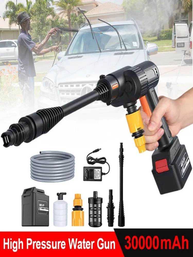 30000mAh Cordless High Pressure Car Washer Spray Rechargeable 2 Type Wash Gun Electric Water Gun Machine For Makita