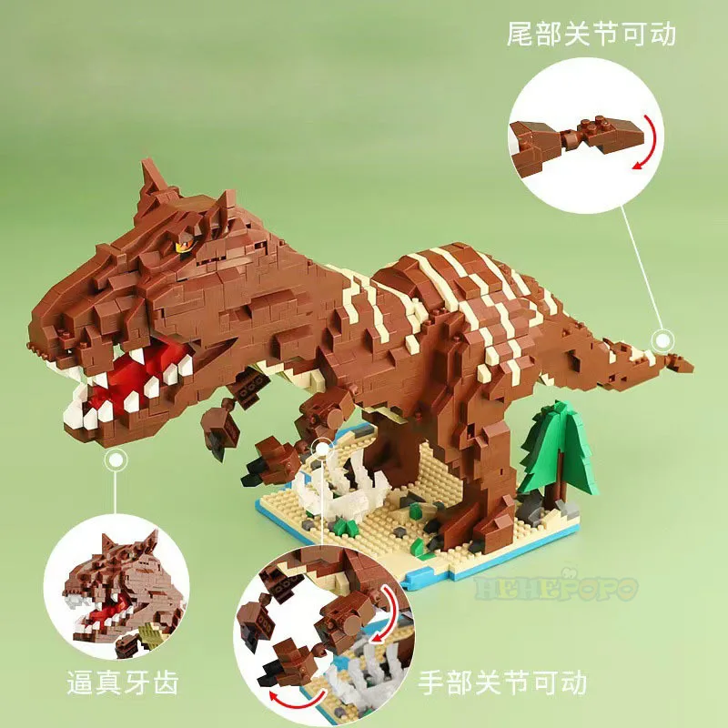 Jurassic Dinosaur Micro Diamond Blocks Tyrannosaurus Rex Velociraptor Baryonyx Triceratops Monster Bricks Building Toy No Box