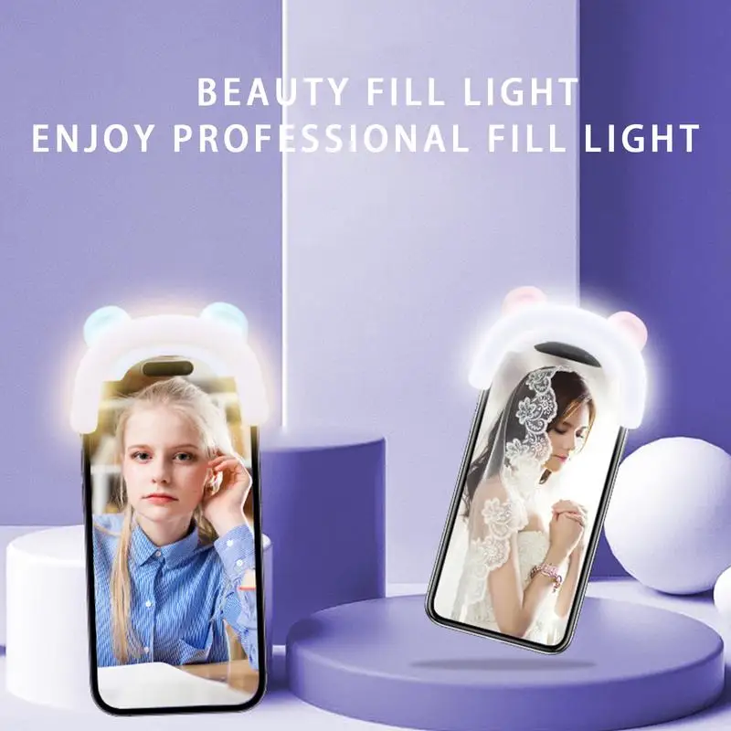 Clip On Selfie Light Clip-On Brightness Adjustable Phone Light Multipurpose Selfie Light Lightweight Fill Light For Makeup