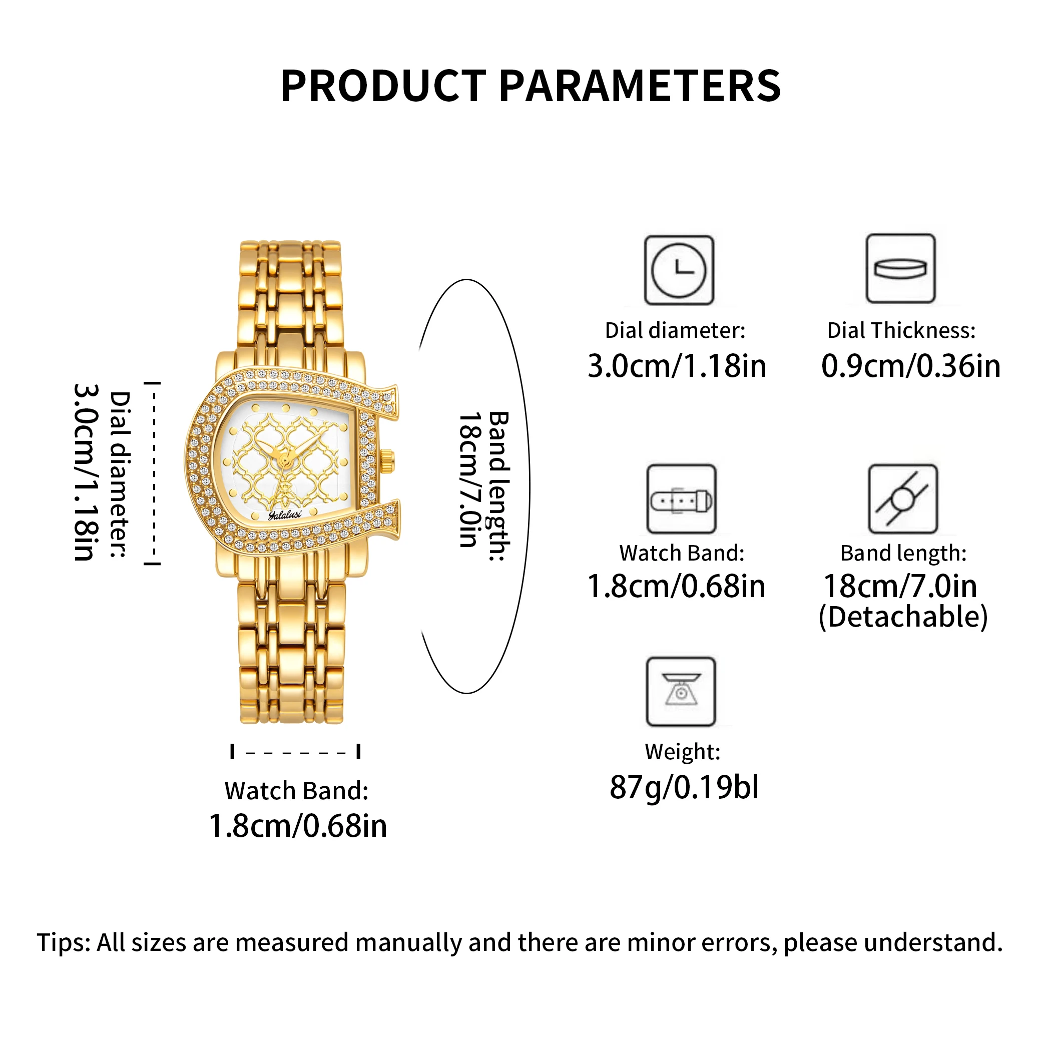 YaLaLuSi Brand Hot Sale Women's Watches Gold Crystal Diamonds Luxury Luxury Box Watch Remover Ion Gold Plating