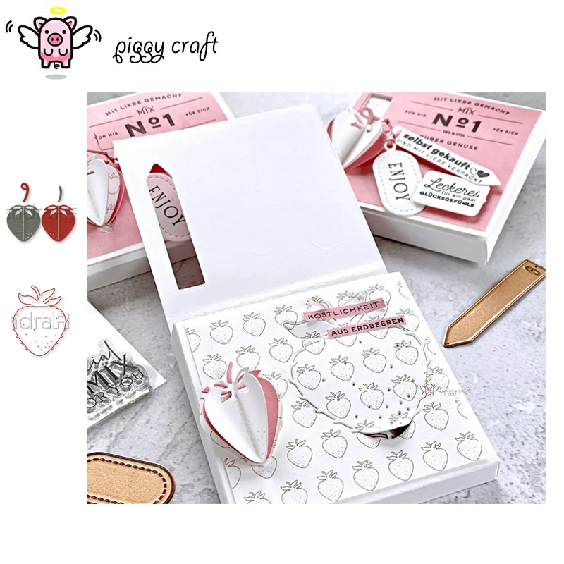 Piggy Craft metal cutting dies cut die mold 3D Strawberry Tear Strip Scrapbook paper craft knife mould blade punch stencils dies