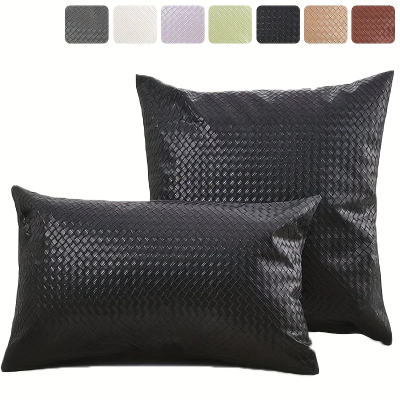 1 Stück Kunstleder-Kissenbezüge, dick, groß, dekorativ, modern, Boho, Bauernhaus, Wohnzimmer, quadratische Hüllen für Couch, Bett, Sofa