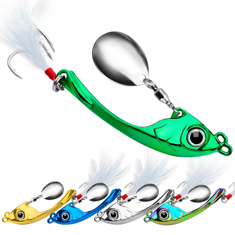 

Spinner Bait 9g 13g 17g Metal Vib Fishing Lure Trolling Rotating Spoon Wobbler Sinking Hard Bait With Sequin Pesca For Bass Pike