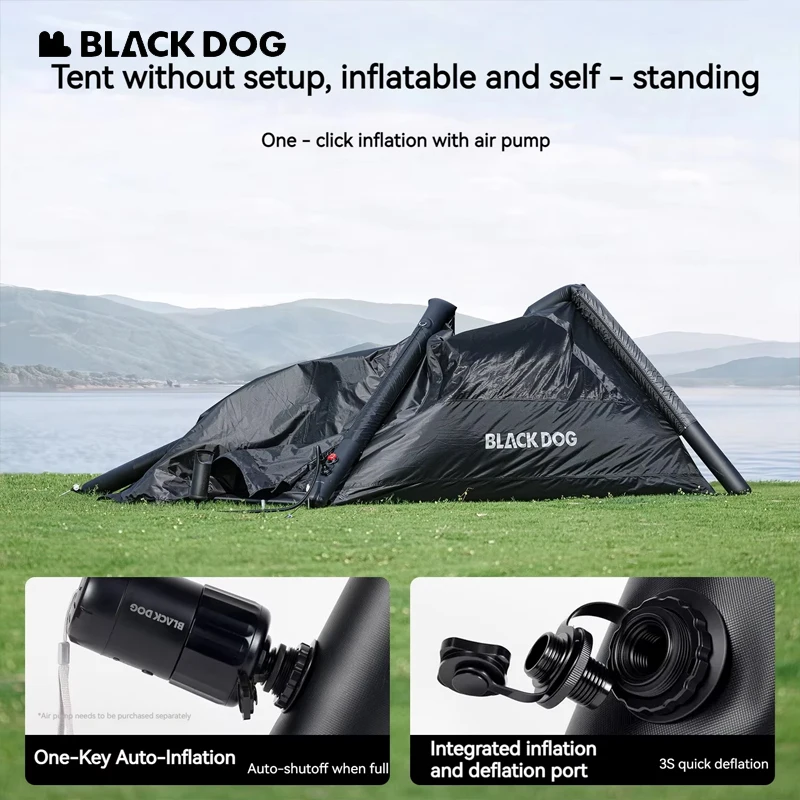 BLACKDOG Leisure AIRPro Inflatable Air Cabin Tent 150D Black-Coating UV Protection Windproof Rainproof Easy Setup Family Outdoor