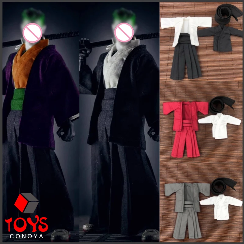 

1/12 Japanese Samurai Kimono Robe Shirt Pleated Pants Scarf Suit Clothes Model Fit 6'' Male Soldier Action Figure Body Dolls