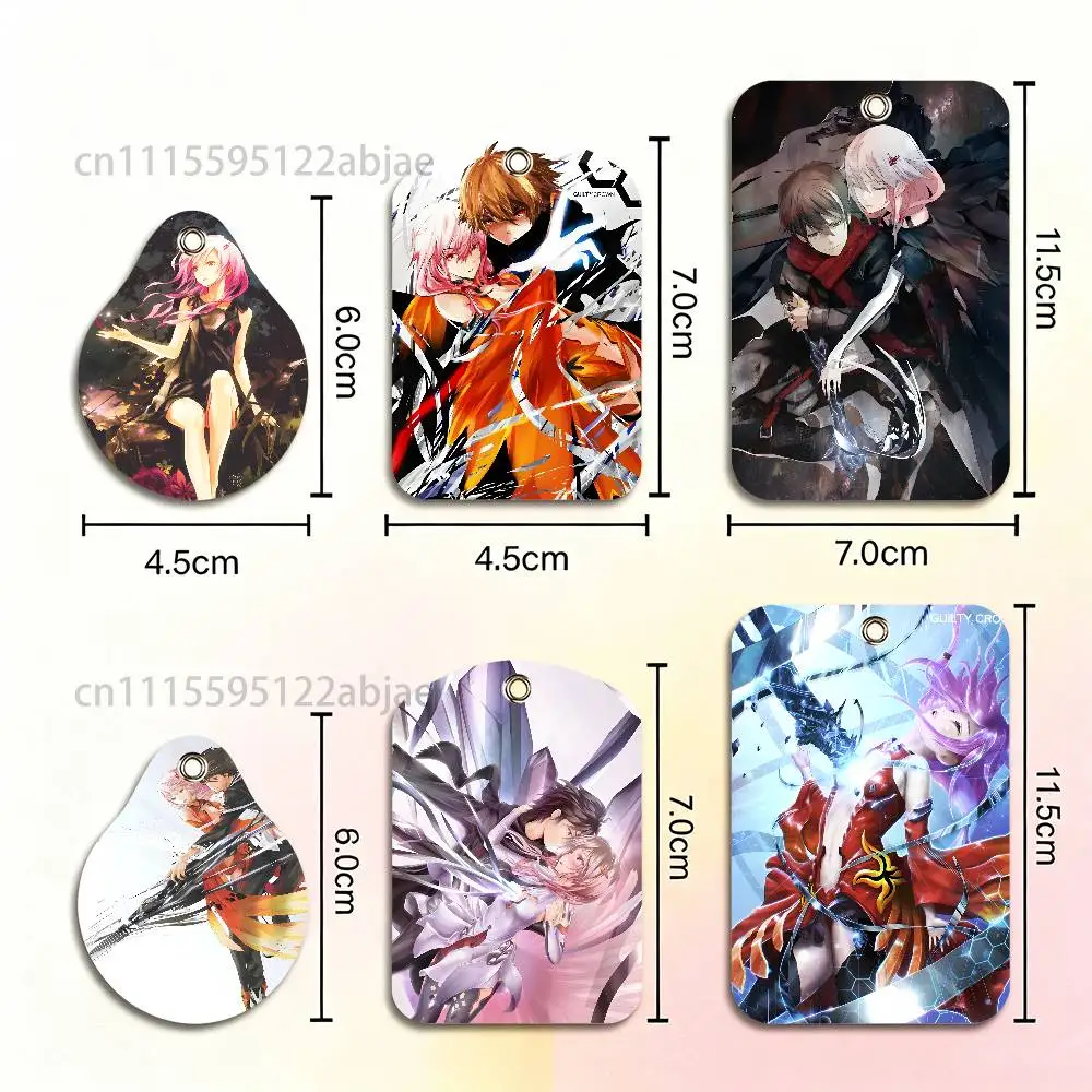 G-Guilty Crown Card Case Leather Card Holder Keychain Key Ring Transportation Card Case With Lanyard
