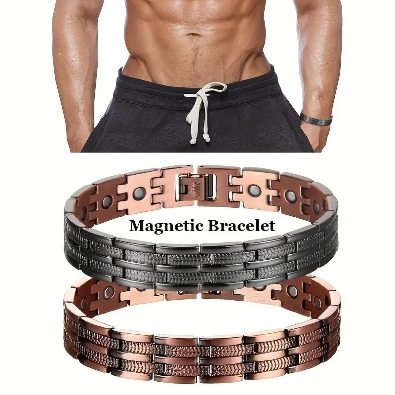 

Solid Pure Copper Magnetic Bracelet 99.99% Copper Adjustable Links, Perfect for Dad Birthday Christmas Gifts