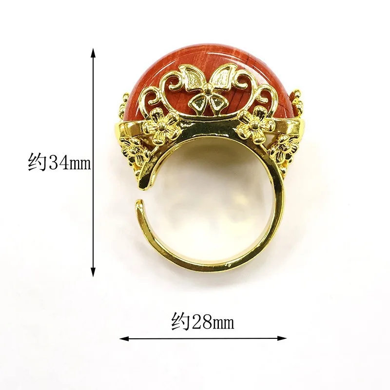 3pcs/lot Double Layer Inlaid Natural Stone Ring Vintage Ethnic Hollow Crown Open AdjustableFinger Rings Jewelry Fast Shipping