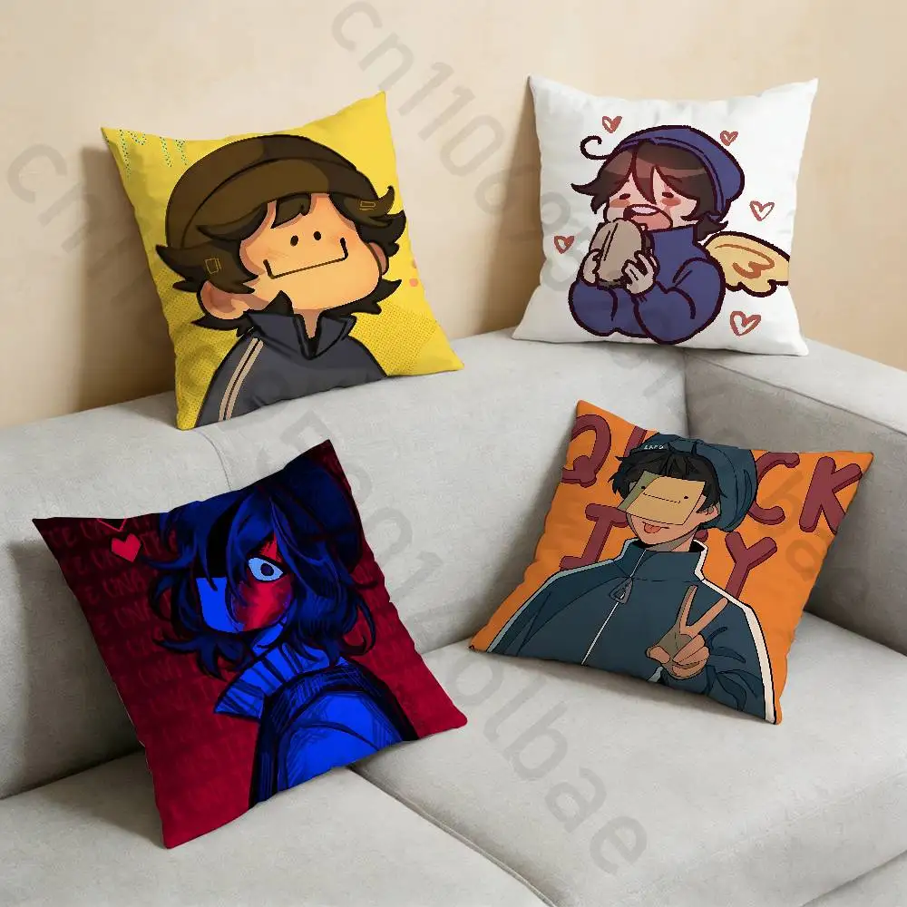 

Q-Quackity Fanart Pillow Case Square Double-Sided Printing Short Plush Sofa Cushion Cover Bedroom Bedside Pillow