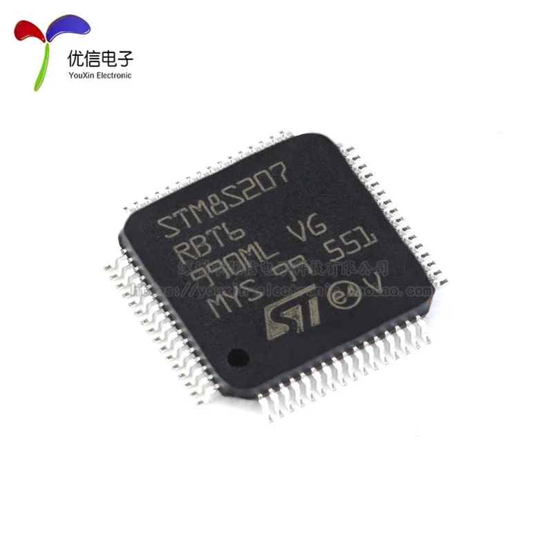 10PCS original authentic STM8S207RBT6 LQFP-64 24MHz/128KB flash memory / 8-bit microcontroller MCU  