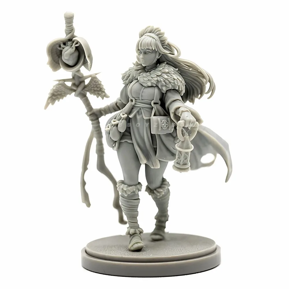 38mm Wild Warlock Mage 3D Printed Resin Unpainted Miniature Wargame GK Model DIY Coloring Self-assembly Figurine Craft Gift