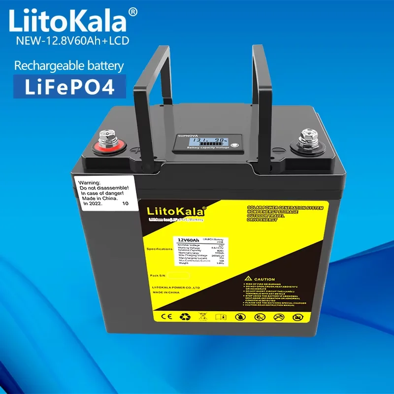 LiitoKala 12V/12.8V 60Ah LiFePO4 แบตเตอรี่ Campers กันน้ําแบตเตอรี่รถกอล์ฟ Off-Road Off-Grid พลังงานแสงอาทิตย์