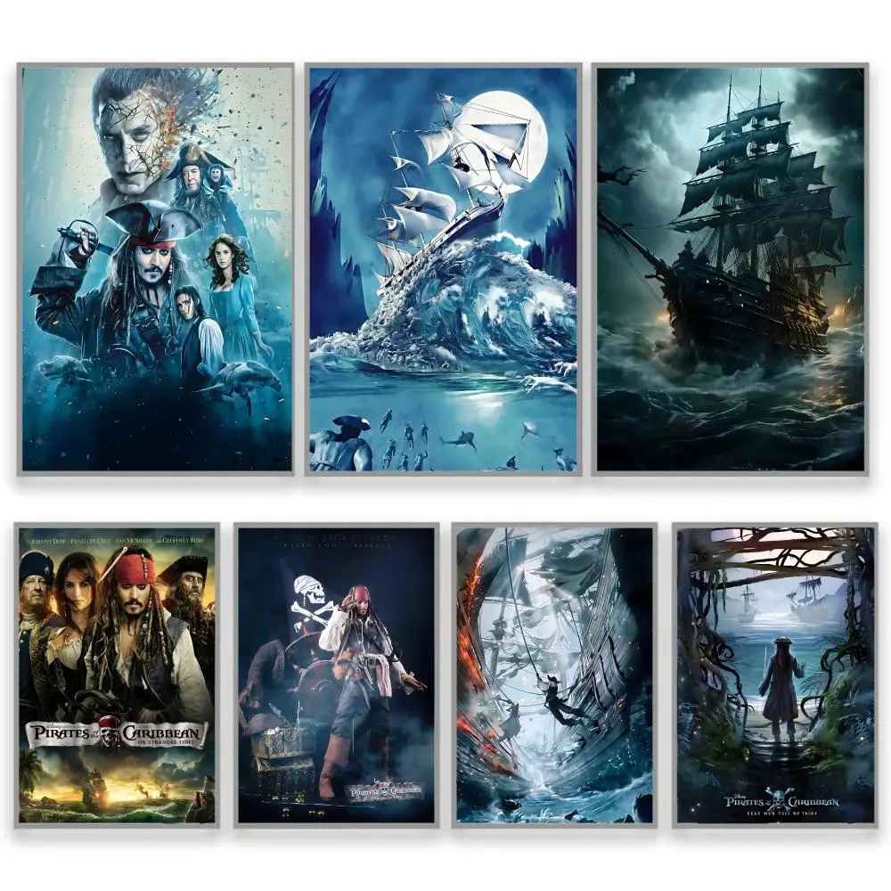P-Pirates Of The C-Caribbean The Curse Of The Black Pearl Poster HD Anime Hot Theme Singer/OST/Movie-Waterproof Self-Stick Home