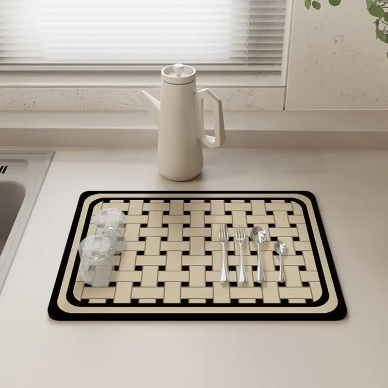 

Diatom Mud Absorbent Kitchen Drain Mat, Insulated Coasters, Wash Counter Tops, Wipes, Free Mats, Cream Air