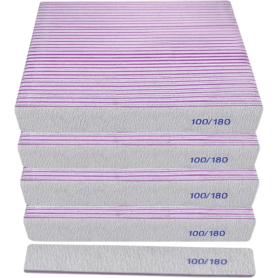 

100 180 Grit Nail File 100 Pack Double Sided Emery Boards for Acrylic Nails and Natural Nails Reusable Washable Manicure Tools