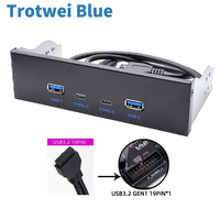 USB 3.0 Front Panel for PC 2Port USB TYPE C + 2Port USB3.0 HUB Adapter GL3523 Chip USB 3.2 Gen1 5Gbps for 5.25\