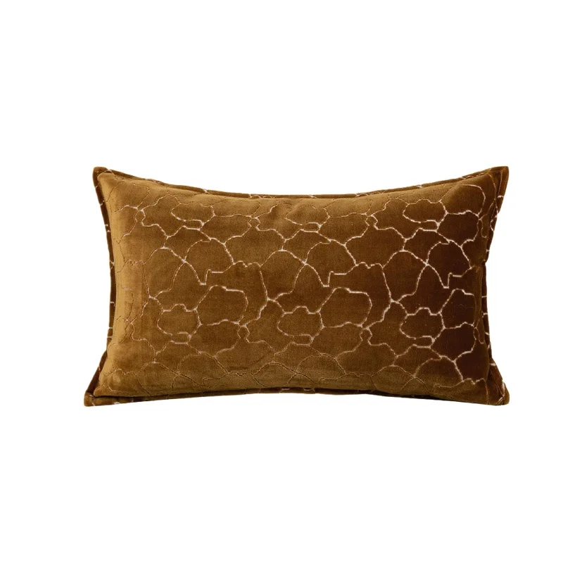Luxury Amber Gold Textured Velvet Throw Pillow Cover Embossed Cracked Pattern Cushion Case Modern Decorative Pillow For Sofa